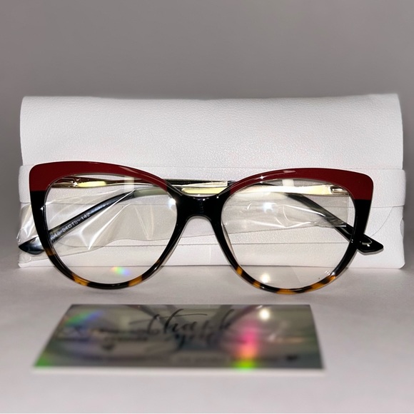 Vintage Cat Eye Red Animal Print Uv Glasses - Picture 1 of 8